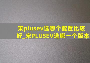 宋plusev选哪个配置比较好_宋PLUS  EV选哪一个版本